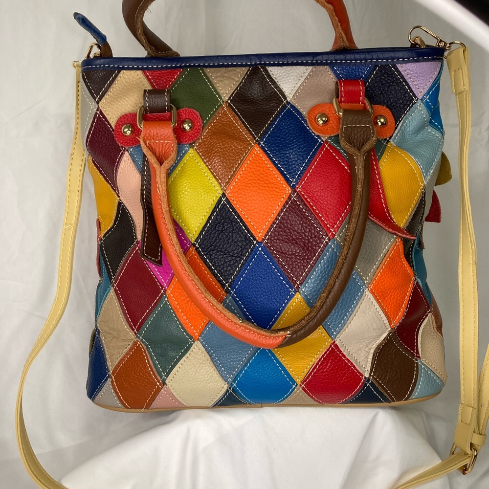 Multicolor Patchwork Shoulder Bag - image 2